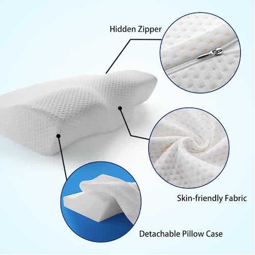 GREHOME Memory Foam Pillow 54 x 33 x 10/8cm Ergonomic Orthopedic Contour Pillow Neck Support Pillow for Pain Relief With Removable Washable Pillowcase 