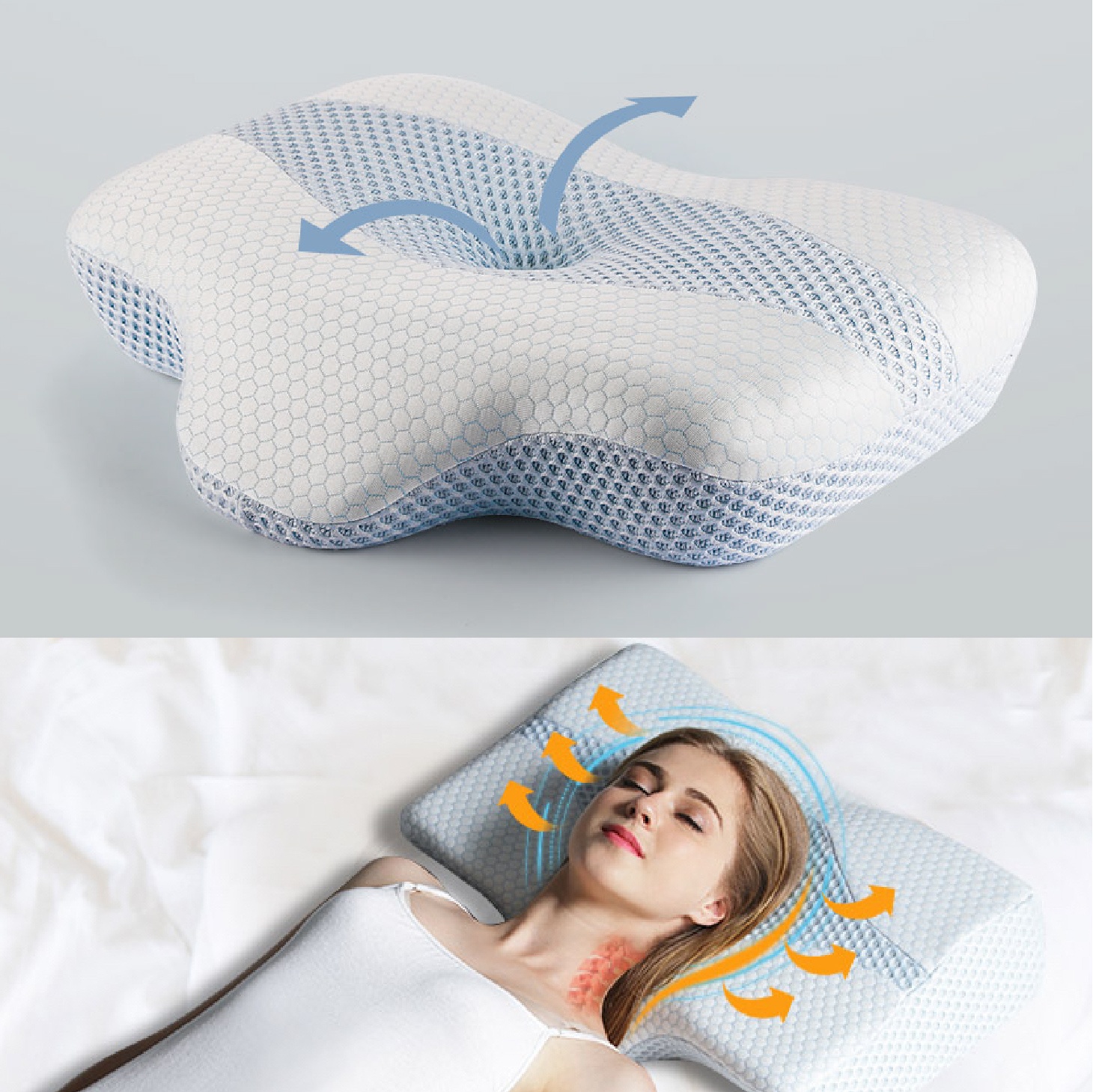 Orthopedic Contour Pillow Cervical Pillow for Neck Pain Memory Foam Pillow 