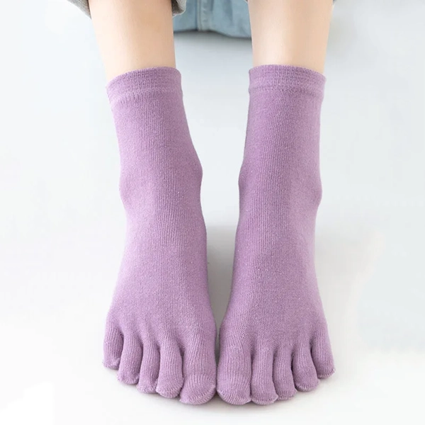 Solid Color Cotton Toe Socks