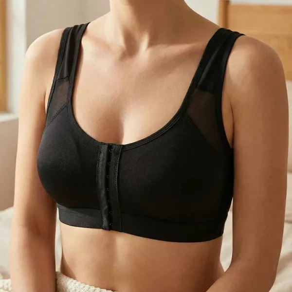 front closure bra, hook and eye top, wireless bra, full coverage bra