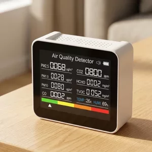 9-In-1 Air Quality Monitor Carbon Monoxide Detector with Temperature and Humidity Display