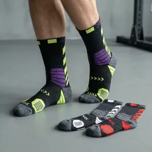 3 Pairs Breathable Cotton Compression Crew Socks for Sports