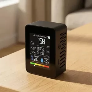 5-In-1 Air Quality Monitor Carbon Dioxide Detector with Temperature and Humidity Display