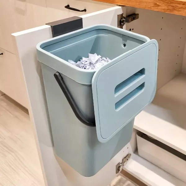 cupboard door bin, cupboard door garbage can, cupboard door bin, kitchen trash can with lid